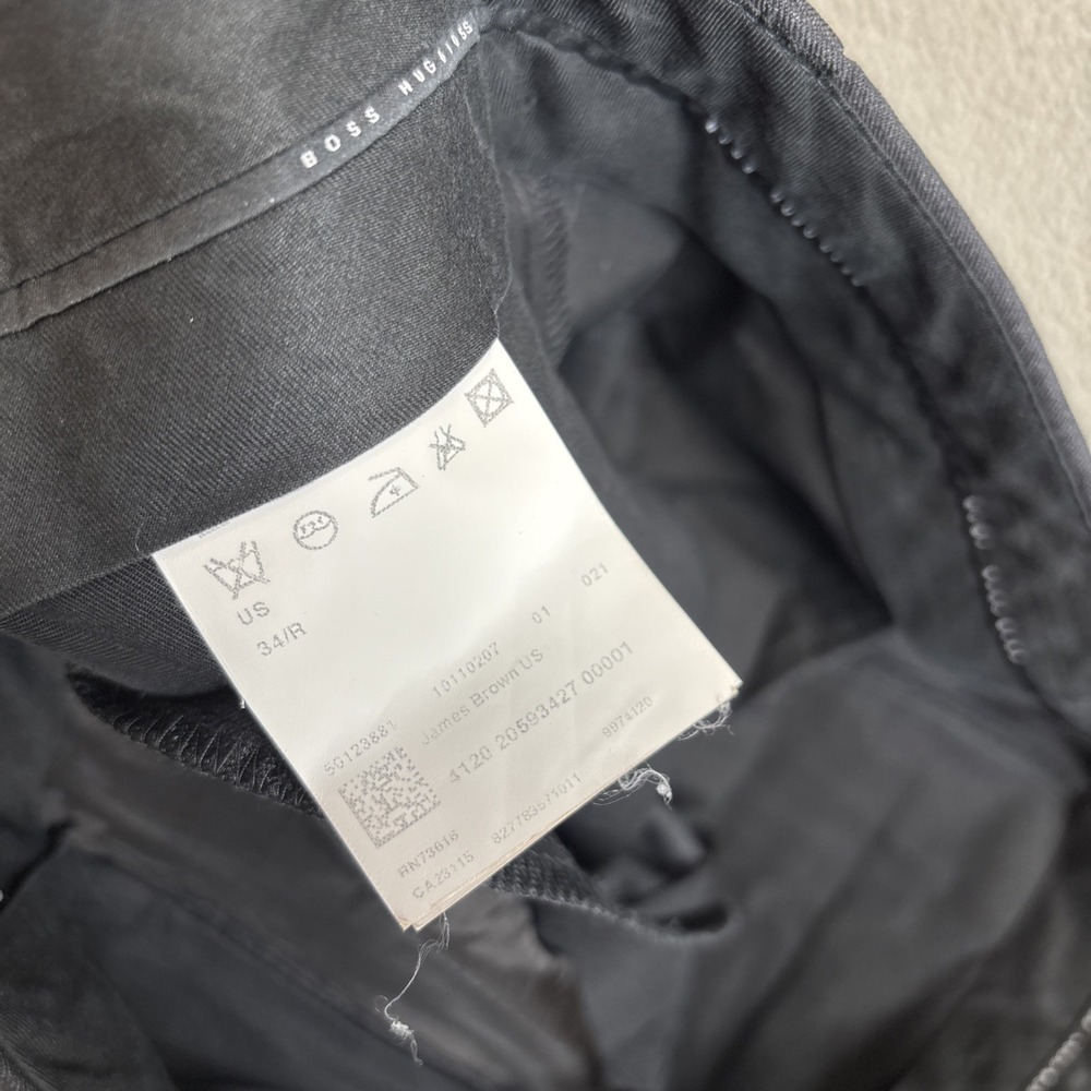 Hugo Boss Mens Charcoal Gray Flat Front Straight Leg Dress Pants Size 34x31 - Picture 5 of 8
